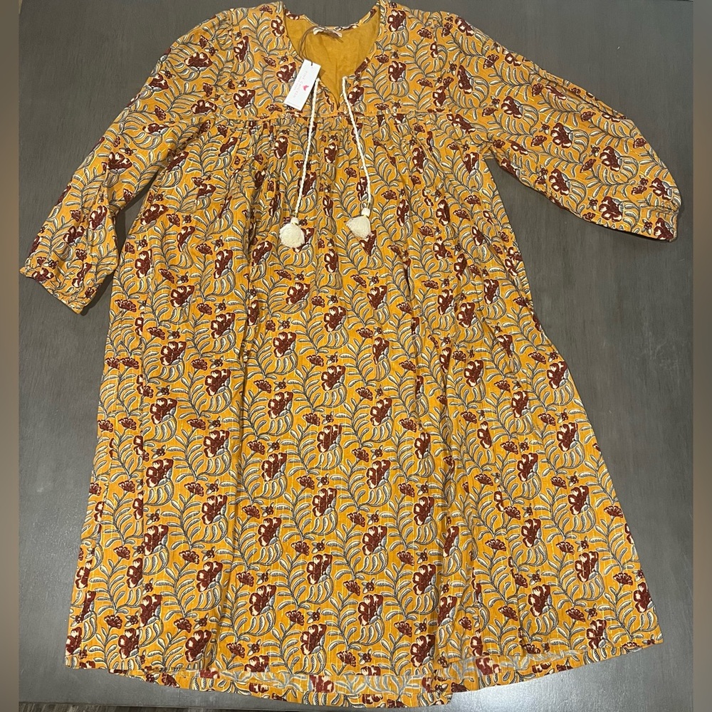 Pink Chicken Womens inca gold vine floral dress